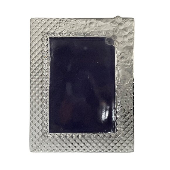 VTG 3D Clear Glass Floral Picture Frame 7.5"x9.5" Blue Felt Back Home Decor - Picture 1 of 8